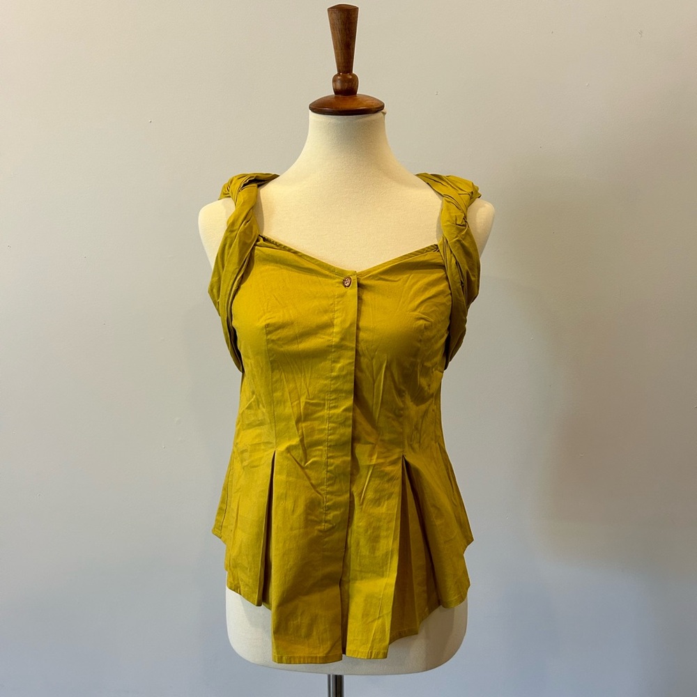 Anthropologie Odille Sleeveless Fitted Top Mustard Size 2